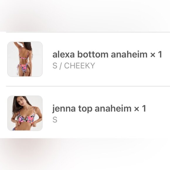 NWT OneOne Swimwear Bikini SET Anaheim Pink Retro Jenna Alexa 90s Print NEW - Picture 5 of 10